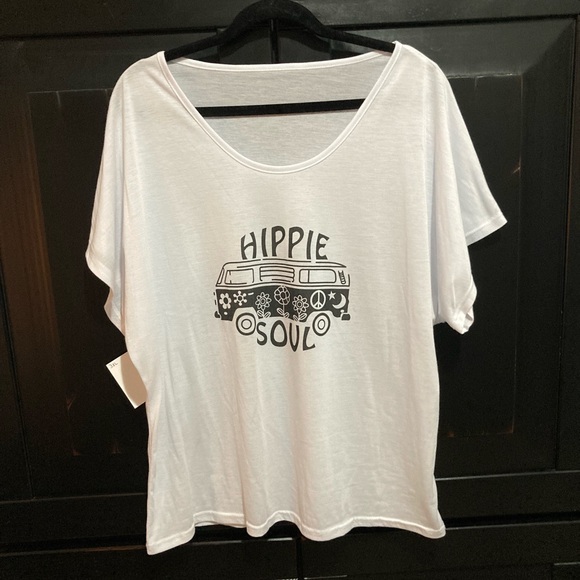 Graphic Tee Essential White Cotton Tee Boho Hippie Soul Tee - Picture 3 of 4